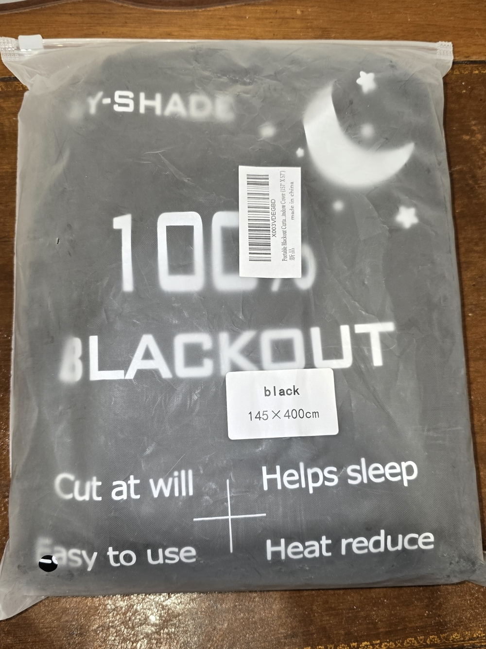 100% Blackout Curtain Panel - Black DIY Portable Travel Blackout Blind Shade